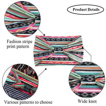 African Headbands for Women and Girls Printed Headwraps Elastic Turban Headscarfs Accessories