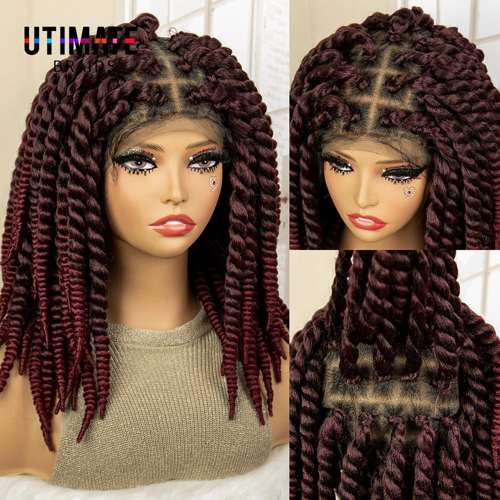 Synthetic Twisted Braided Full Lace Knotless wigs