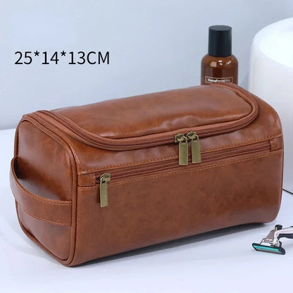 Leather Toiletry Dopp Kit Cosmetic Bag for traveling