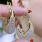 Shiny Mesh Design Hoop Iron Jewelry Rhinestones Inlaid  Earrings