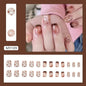 Caramel Flower 24 Pcs Press on Nails Pink Gradient  Glossy Artificial  Reusable Nails