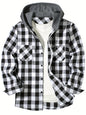 Men's Loose Plaid Hooded Shirt Fashion Casual Long sleeved Shirt