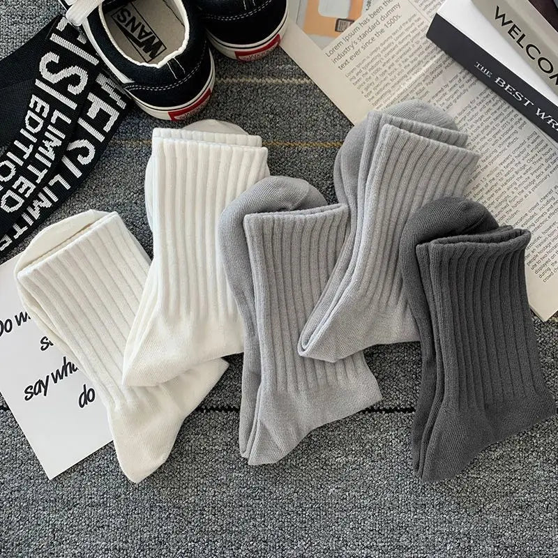 5 Pairs Cool Men Black White Warm Socks Set