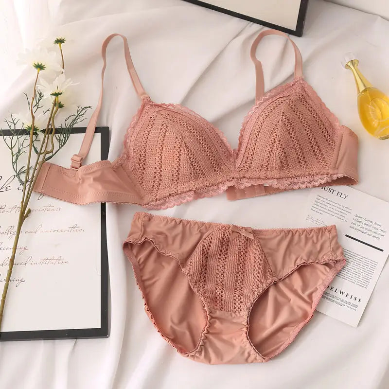 Lace Embroidery Bra Set Women Push Up Underwear Set Bra