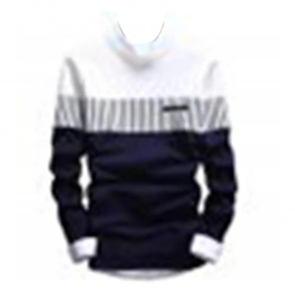 Pullover Color Block Patchwork O Neck Long Sleeve Knitted Sweater For Men