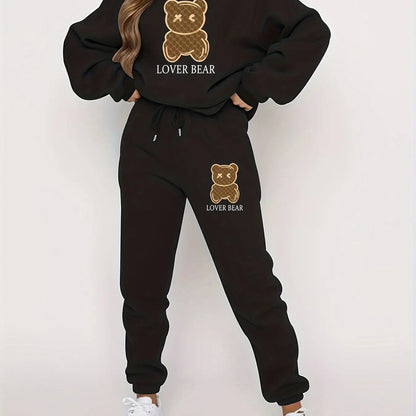 Black Sweater Set Women's Loose Fit