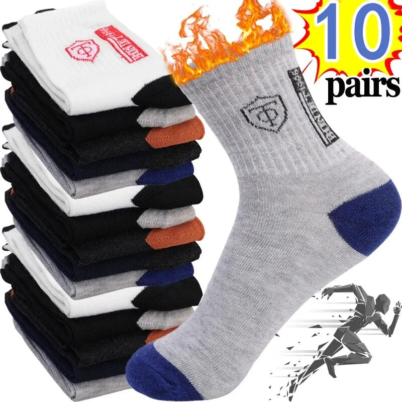 10 Pairs Breathable Cotton Sports Men Socks