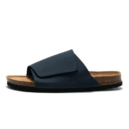 Suede Leather Cork Slippers for Men Classic Flat Shoes Summer Men Outside Beach Sandals Man Roman Comfortable Slides