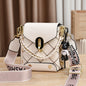 Mini Studded Decor Crossbody Bag, Argyle Embroidery Trendy Chain Decor Handbag