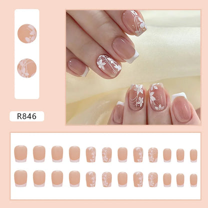 24 Pcs Press on Nails Glossy Reusable Nails