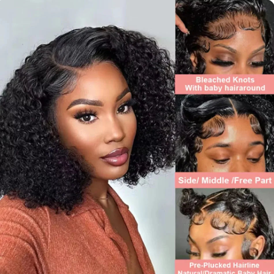 Lace Frontal 100% Brazilian Glueless Short Water Curly wig