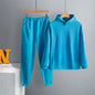 European Style  New Fashion Solid Color Hooded Sweatshirt Casual 2-Piece Set