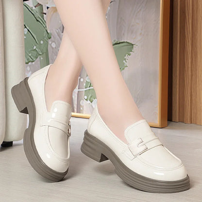 Chunky Loafers Slip On Black Single casual Fashion Girls Thick Sole