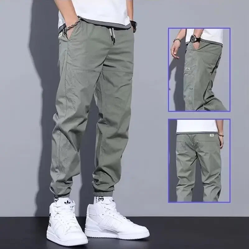 Trendy Loose-fit Bunched Casual Cargo Fashionable Cropped Pants For Men