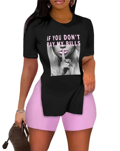 Two Piece Shorts Sets Round Neck Short Sleeve T Shirts