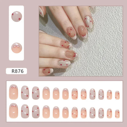 24 Pcs Press on Nails Glossy Reusable Nails