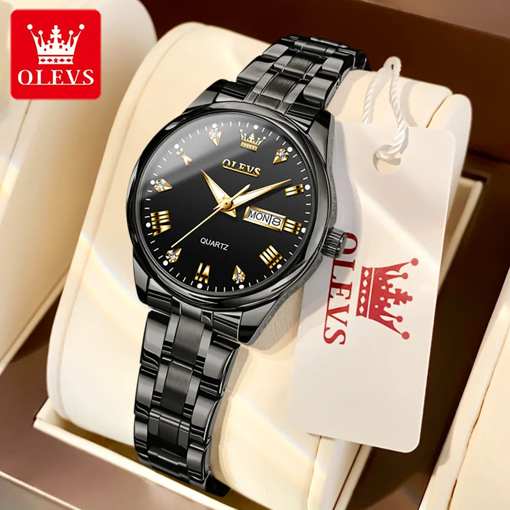 OLEVS High Quality Luxury Couple Watch Stainless Steel Waterproof