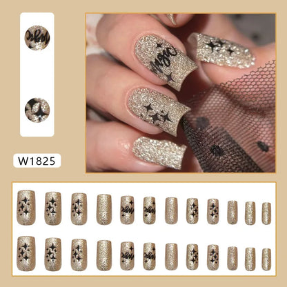 24 Pcs Press on Nails Glossy Reusable Nails