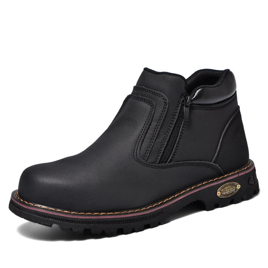 big size men's leisure steel toe work boots original leather worker safety ankle  protective footwear