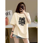 Chic Letter Print Basic Top Tees Fashion Pure Cotton O-neck Short Sleeve T-shirt Loose