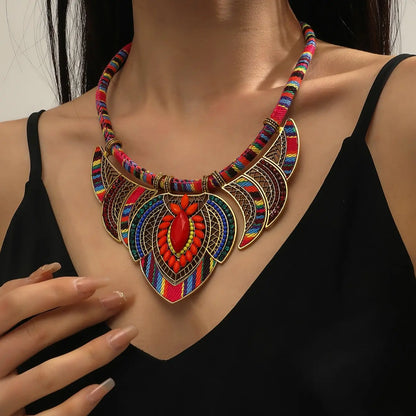 Bohemian National Wind Retro Line Type Crystal Necklace