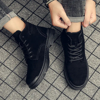 New retro Men's Boots warm mid top casual workwear boots Fashion comfort breathable Light trendy male boots