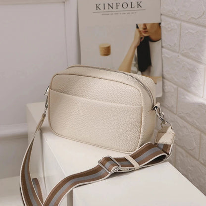 PU Leather Crossbody Small Handbag Wide Strap Purse