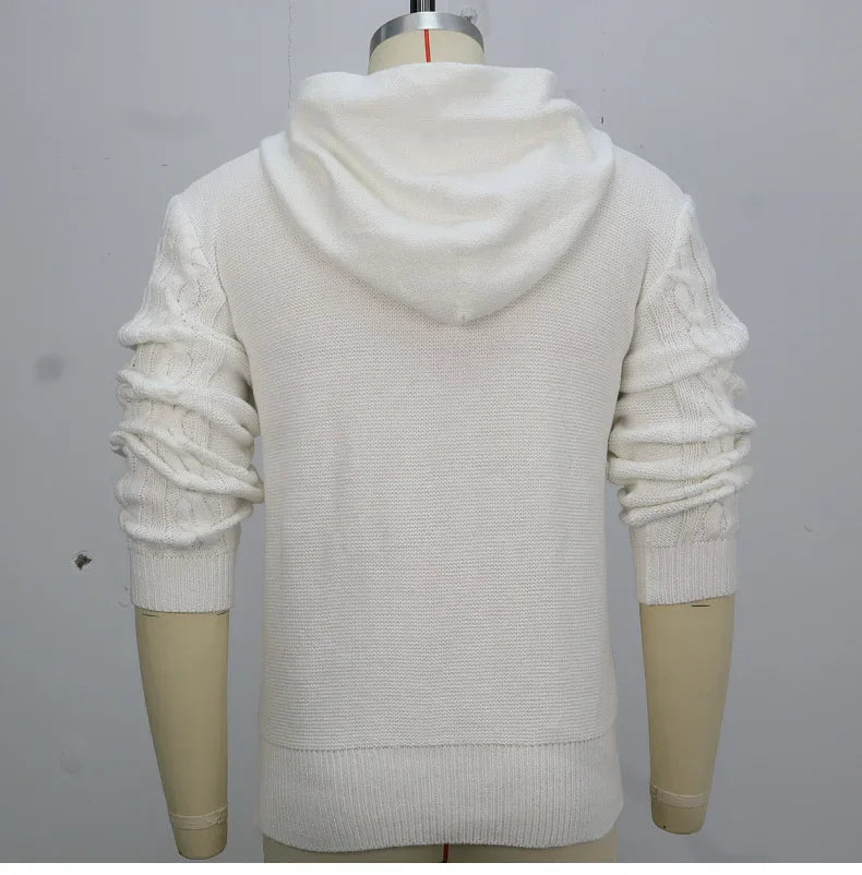 Pullovers Sweaters Solid Casual Loose Splice Hooded Knitted Thick Warm