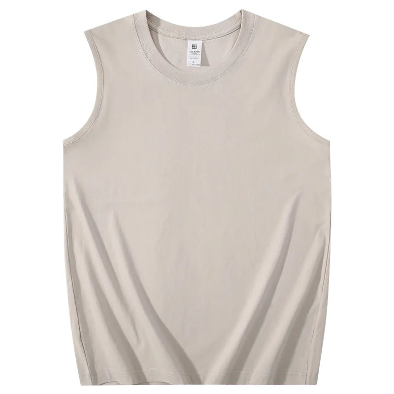 Heavy Pure Cotton Men's Sleeveless  Solid Color vests