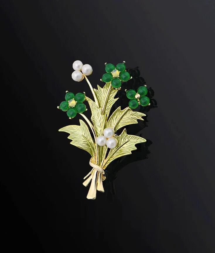 Golden Tulip Flower Imitation Pearl Brooch