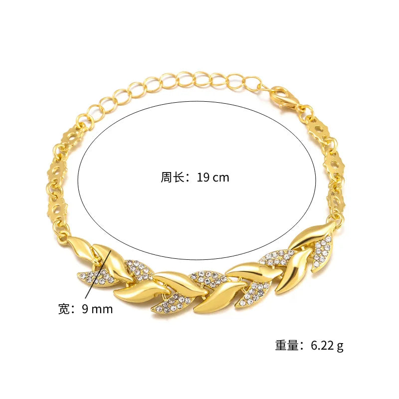 Luxury Love Braided Leaf Bracelet Charm Crystal Wedding Bracelets For Women Anniversary Valentines Day Gifts Aesthetic Jewelry