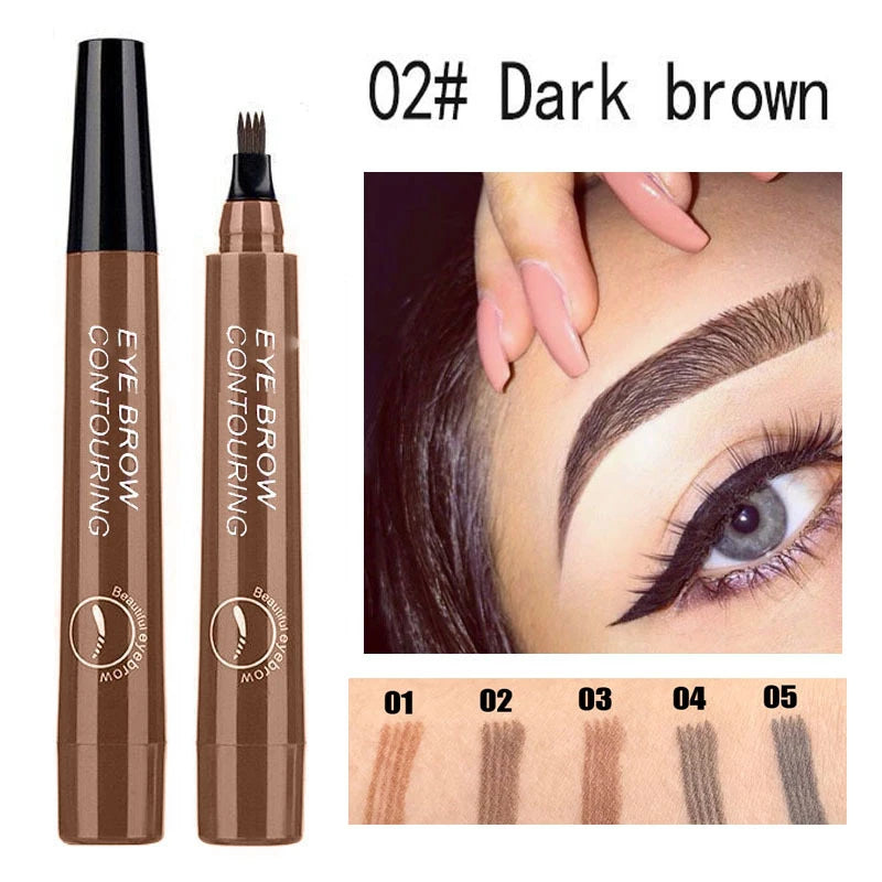 Eyebrows Pen Eyebrow Tattoo Waterproof Liquid Black Eye Brow Makeup Pencil Microblading