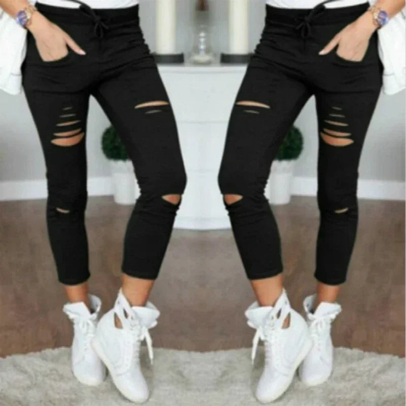 Ripped Jeans  - Big Size  Stretch Pencil Pants Leggings Woman Jeans