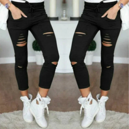 Ripped Jeans  - Big Size  Stretch Pencil Pants Leggings Woman Jeans