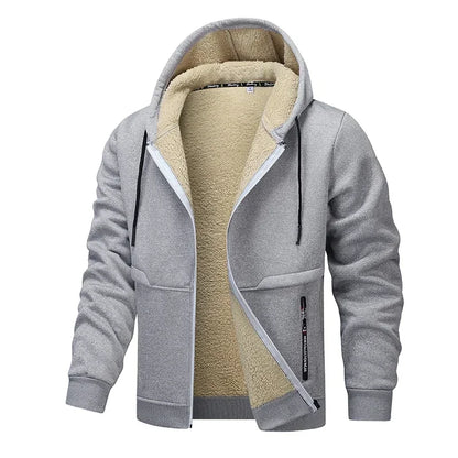 Lambswool Zipper Hoodies Thicken Warm Jacket Long Sleeve Casual Sports Fleece Coats Hooded Man Jackets