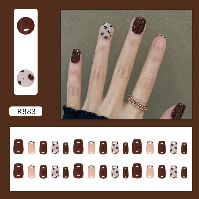 24 Pcs Press on Nails Glossy Reusable Nails