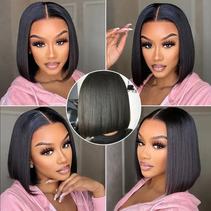 Bone Straight Short Bob Wigs Glueless Lace Front Human Hair