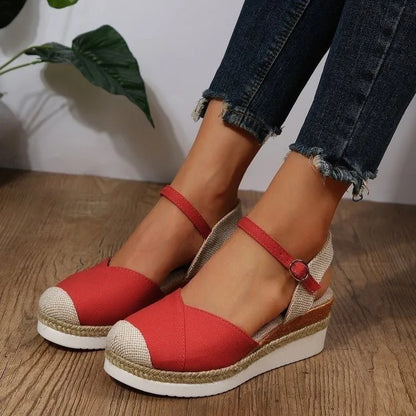 Closed Toe Wedge  Buckle Strap Gladiator Shoes