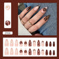 Caramel Flower 24 Pcs Press on Nails Pink Gradient  Glossy Artificial  Reusable Nails