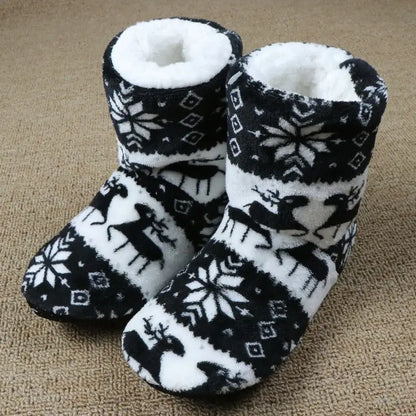 Woman Home Socks Christmas Elk Indoor Shoes Warm Anti-Skid Sole