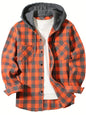 Men's Loose Plaid Hooded Shirt Fashion Casual Long sleeved Shirt