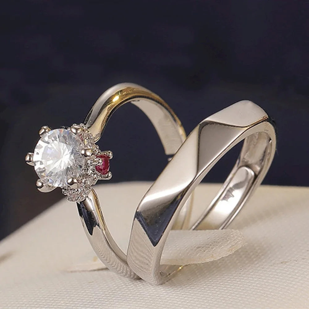 Six Claw Multi-Crystal Rhombus Couple Ring