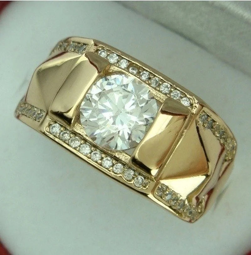 Luxury Ring Metal Carving Gold Color