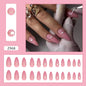 Caramel Flower 24 Pcs Press on Nails Pink Gradient  Glossy Artificial  Reusable Nails