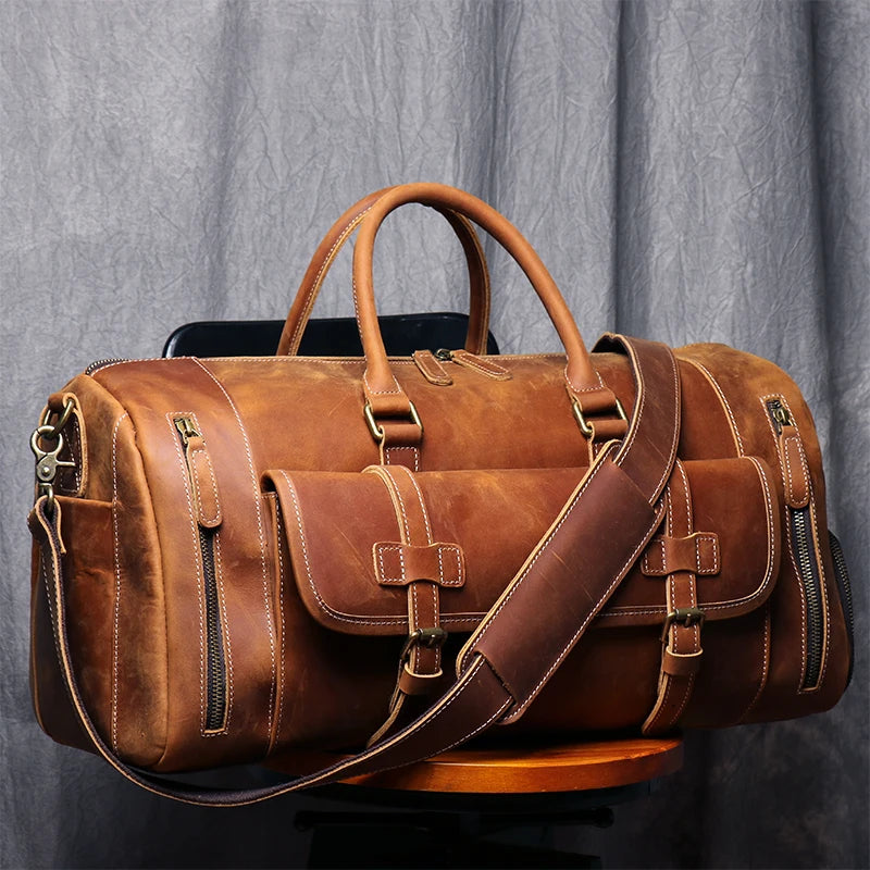 Vintage Genuine Leather Travel bag  Large Luggage duffle bag Tote