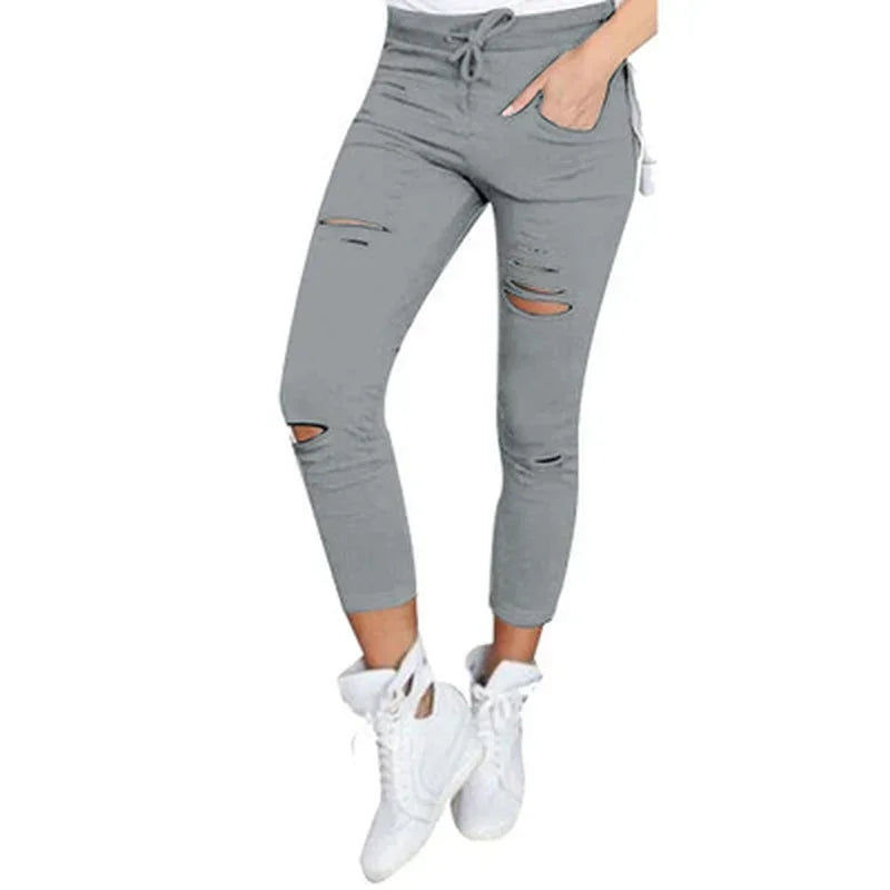 Ripped Jeans  - Big Size  Stretch Pencil Pants Leggings Woman Jeans